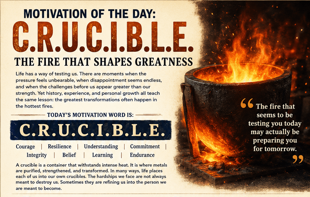 Motivation of the Day: C.R.U.C.I.B.L.E. 14 Motivation of the Day: C.R.U.C.I.B.L.E.