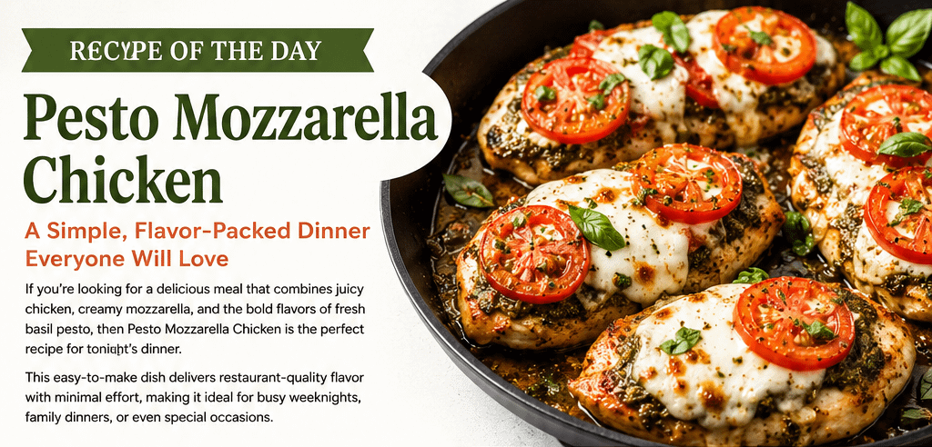 Recipe of the Day: Pesto Mozzarella Chicken 1 Recipe of the Day: Pesto Mozzarella Chicken