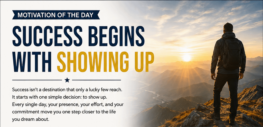 Motivation of the Day: Success Begins with Showing Up 1 36ad76f8 f975 428a 9beb c51a618e136b