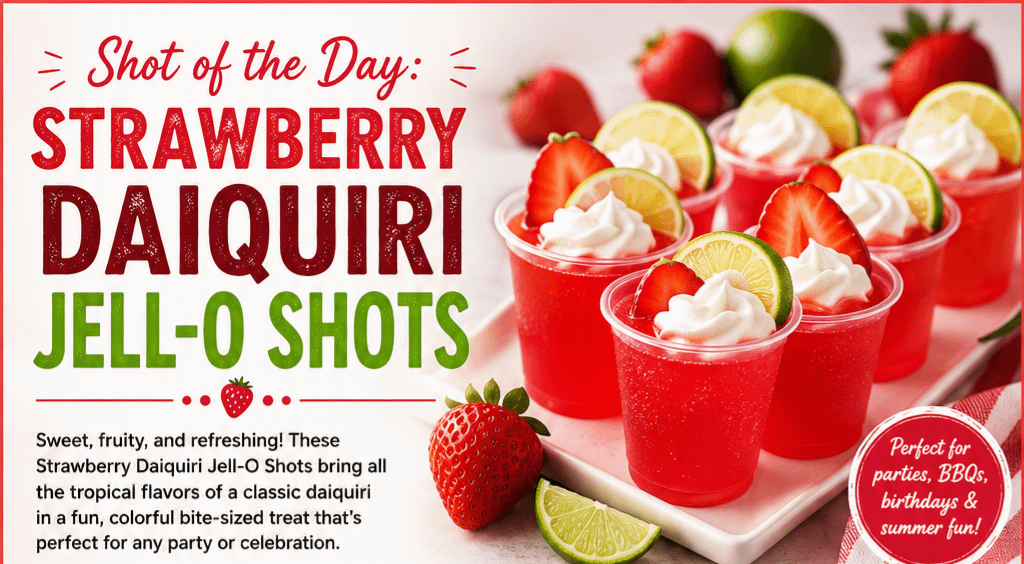 Shot of the Day: Strawberry Daiquiri Jell-O Shots 10 Shot of the Day: Strawberry Daiquiri Jell-O Shots