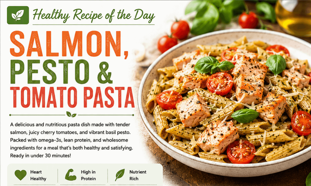 Healthy Recipe of the Day: Salmon, Pesto & Tomato Pasta 1 e04dc713 203f 42d6 968e 0a23a273d531