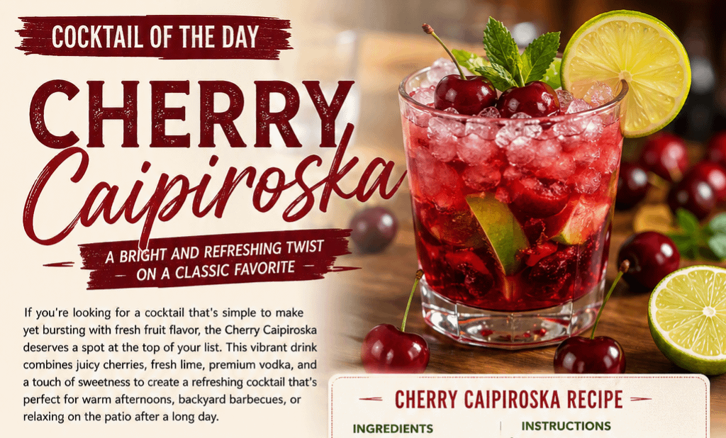 Cocktail of the Day: Cherry Caipiroska 10 Cocktail of the Day: Cherry Caipiroska