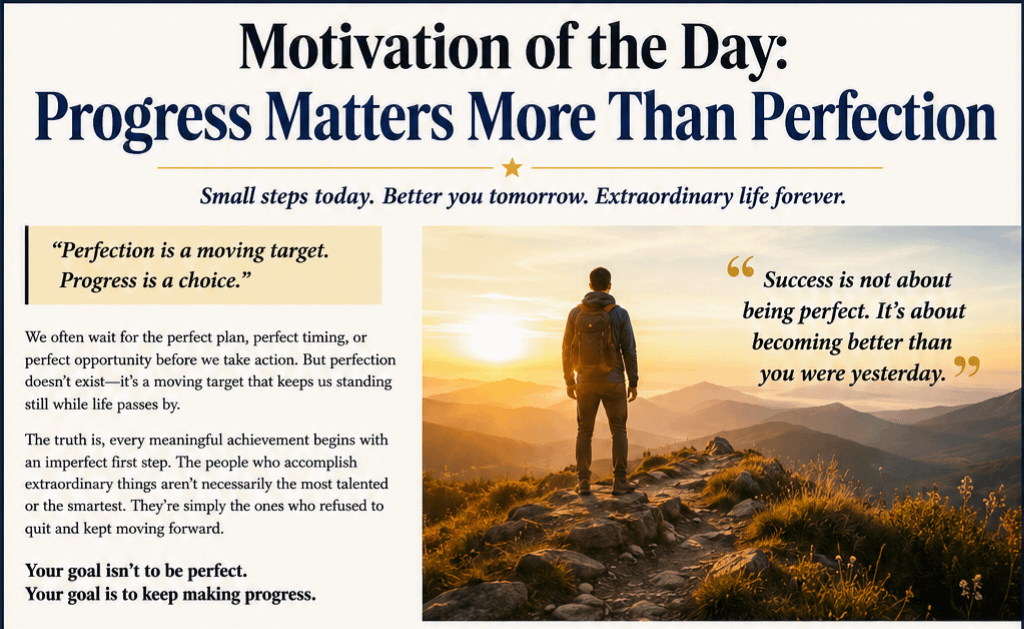 Motivation of the Day: Progress Matters More Than Perfection 6 Motivation of the Day: Progress Matters More Than Perfection