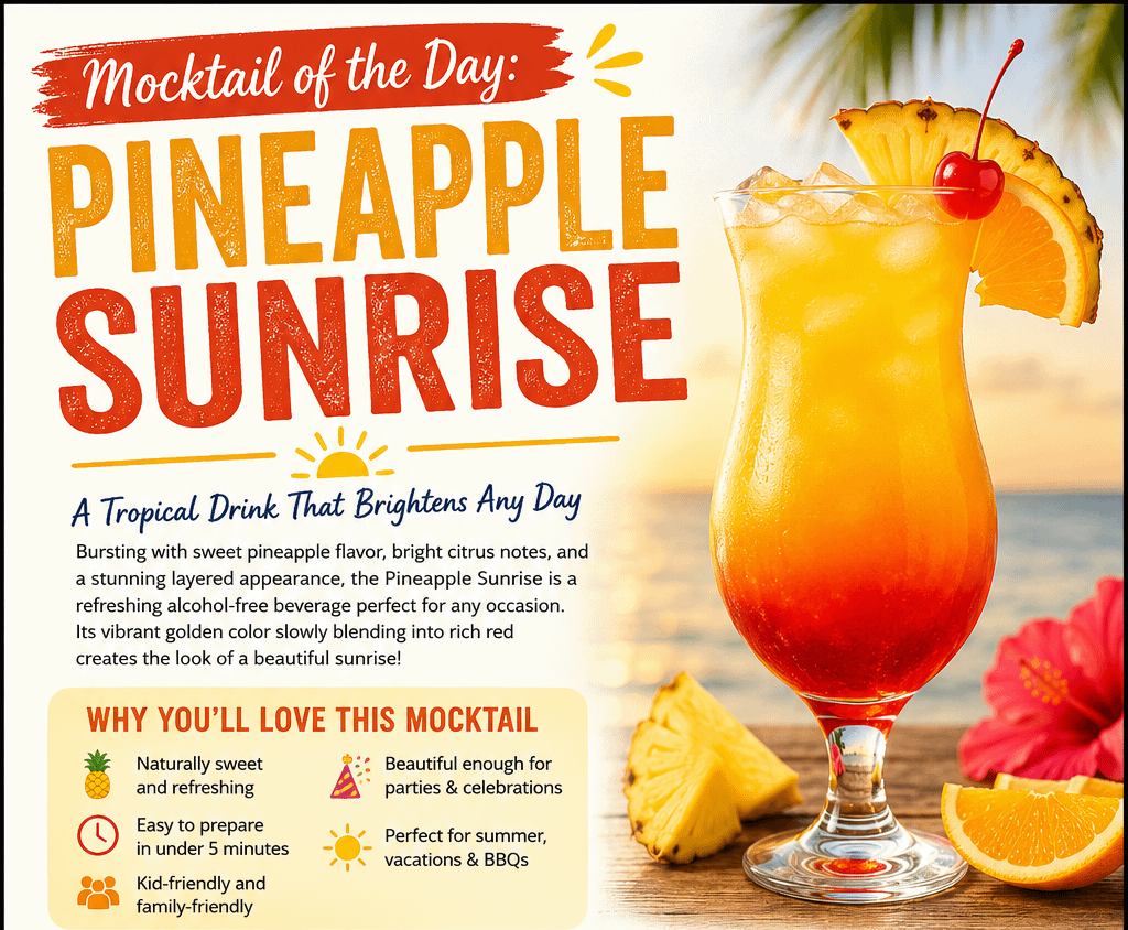 Mocktail of the Day: Pineapple Sunrise 5 Mocktail of the Day: Pineapple Sunrise