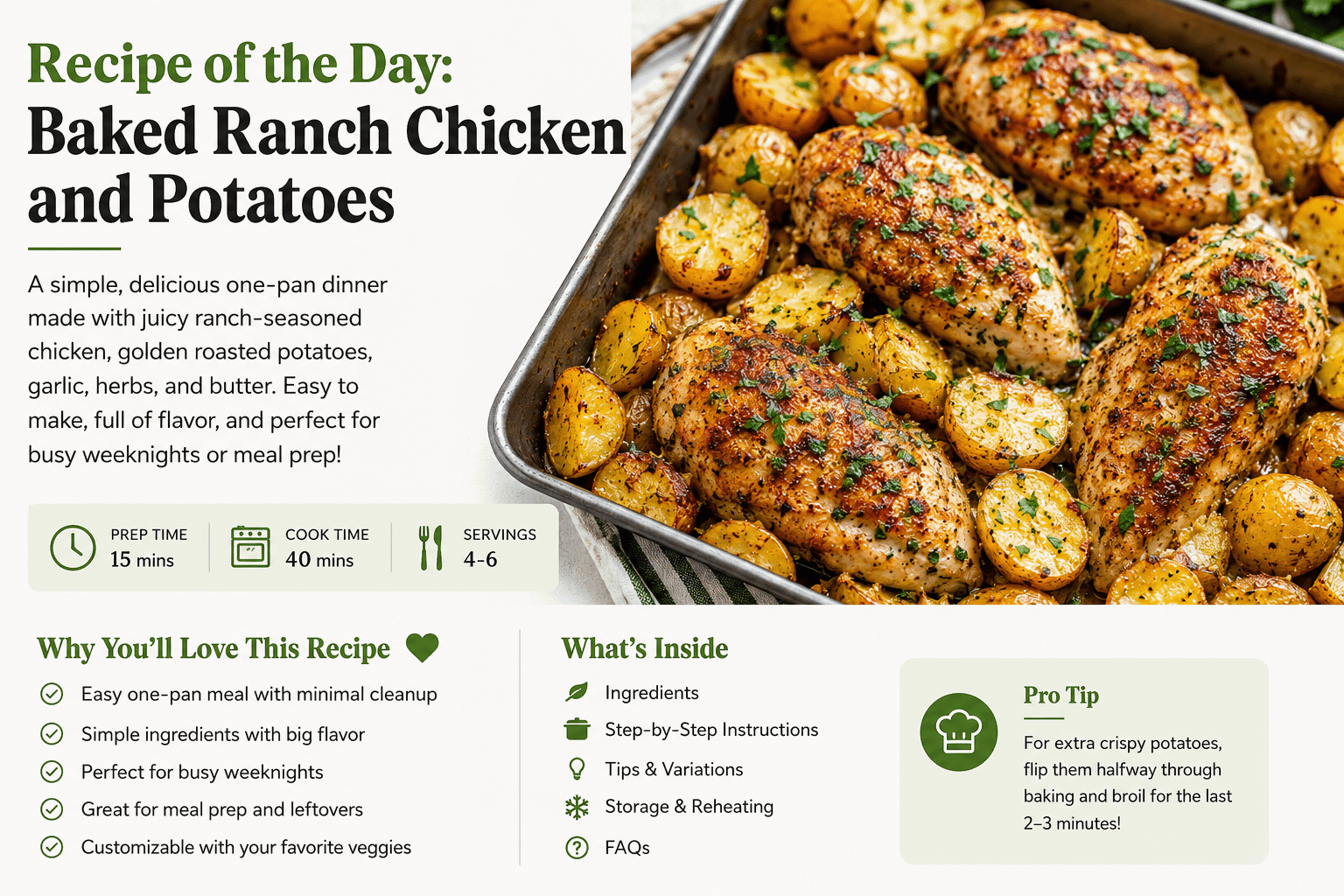 Recipe of the Day: Baked Ranch Chicken and Potatoes 7 Recipe of the Day: Baked Ranch Chicken and Potatoes
