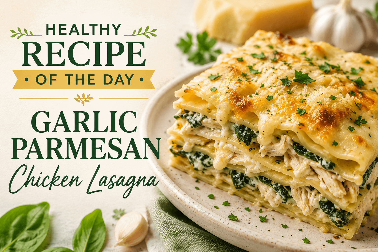 Healthy Recipe of the Day: Garlic Parmesan Chicken Lasagna 1 09ec1a3c 49ba 443b 8e3c 098fd133ca34