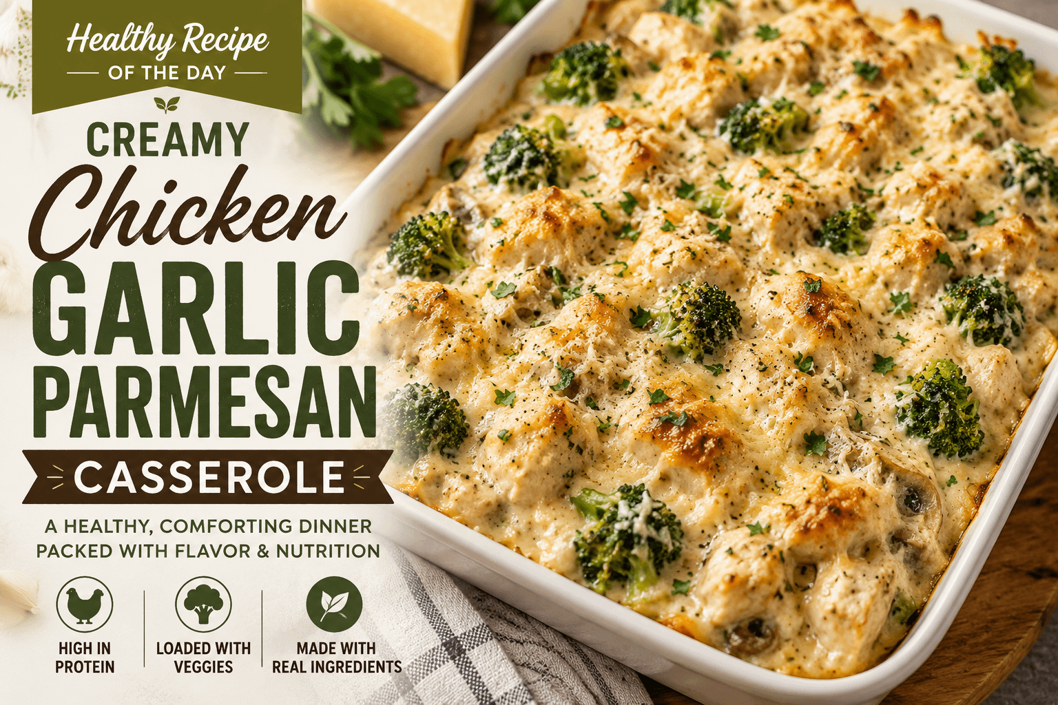 Healthy Recipe of the Day: Creamy Chicken Garlic Parmesan Casserole 4 Healthy Recipe of the Day: Creamy Chicken Garlic Parmesan Casserole