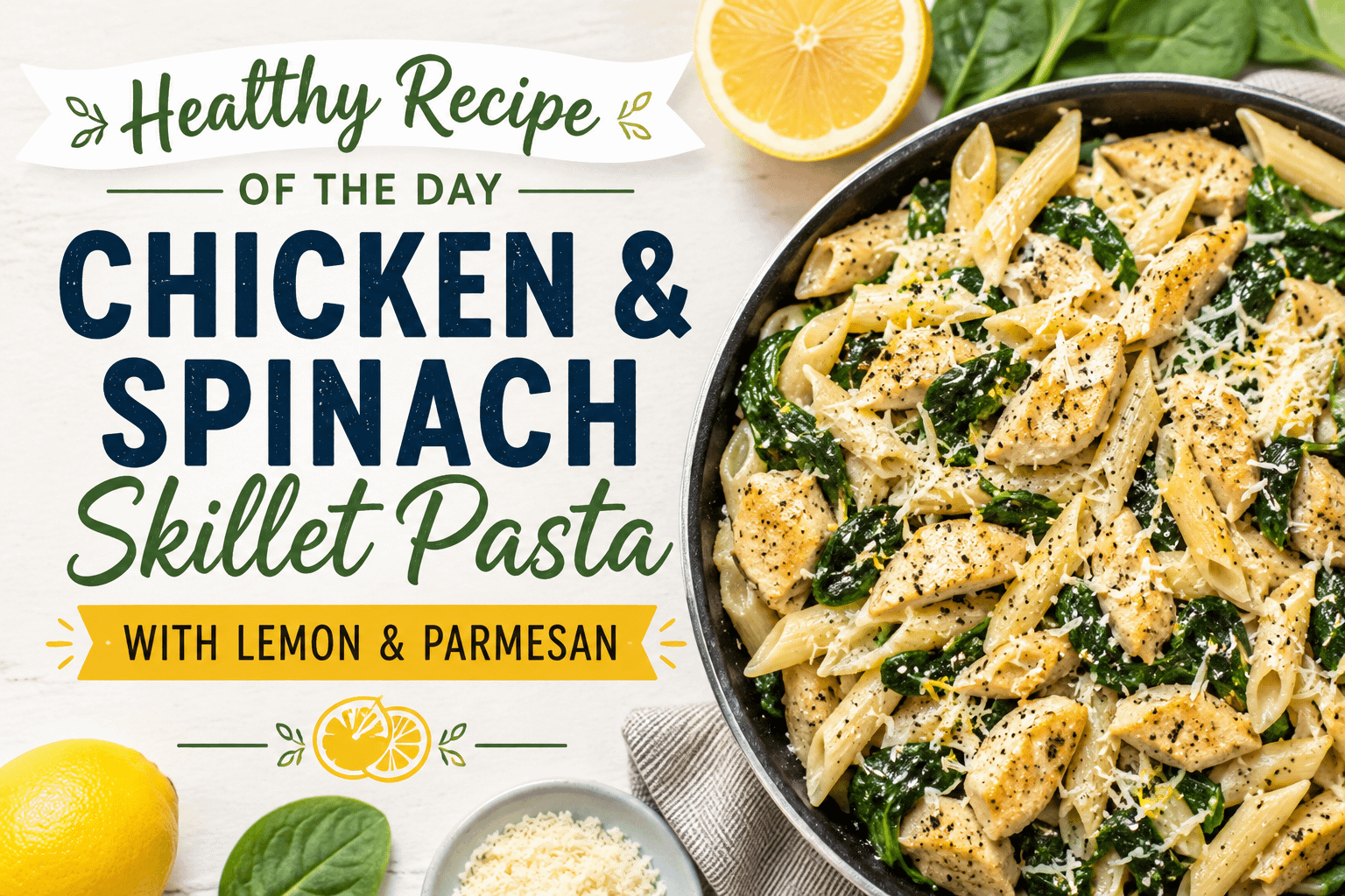 Healthy Recipe of the Day: Chicken & Spinach Skillet Pasta with Lemon & Parmesan 1 83eb596d 82b1 413d bc77 76034b668483