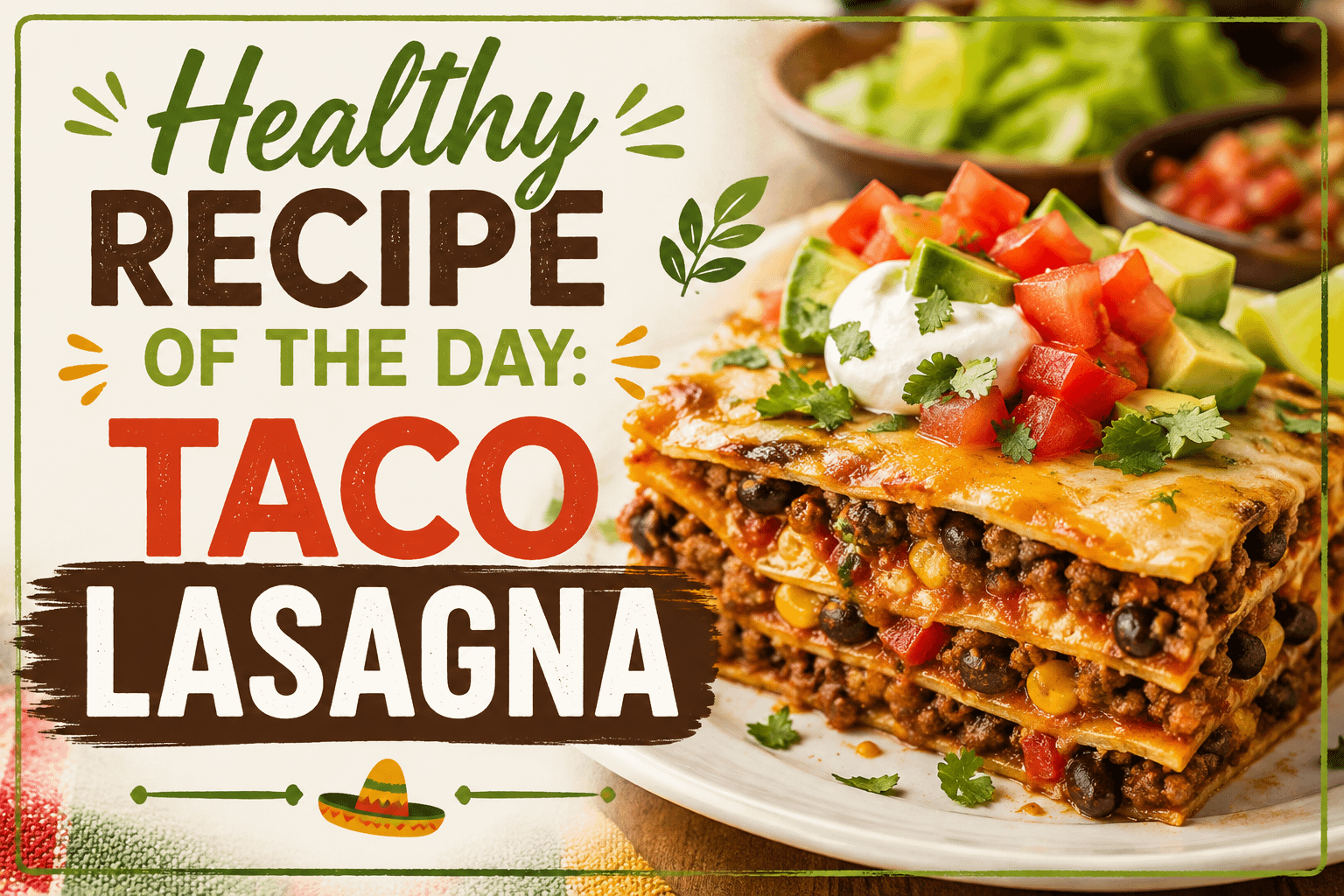 Healthy Recipe of the Day: Taco Lasagna 8 Healthy Recipe of the Day: Taco Lasagna