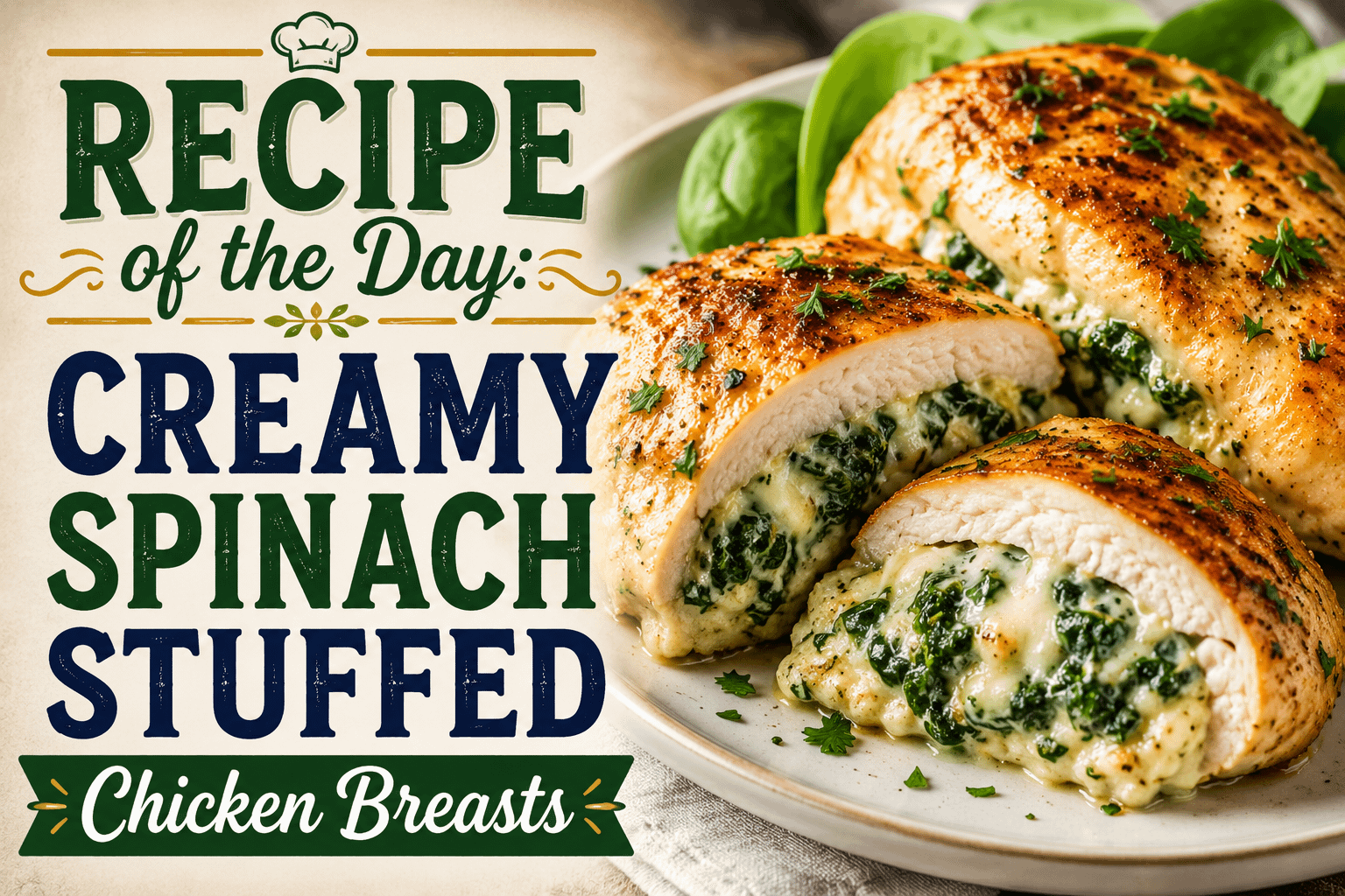 Recipe of the Day: Creamy Spinach Stuffed Chicken Breasts 1 Recipe of the Day: Creamy Spinach Stuffed Chicken Breasts