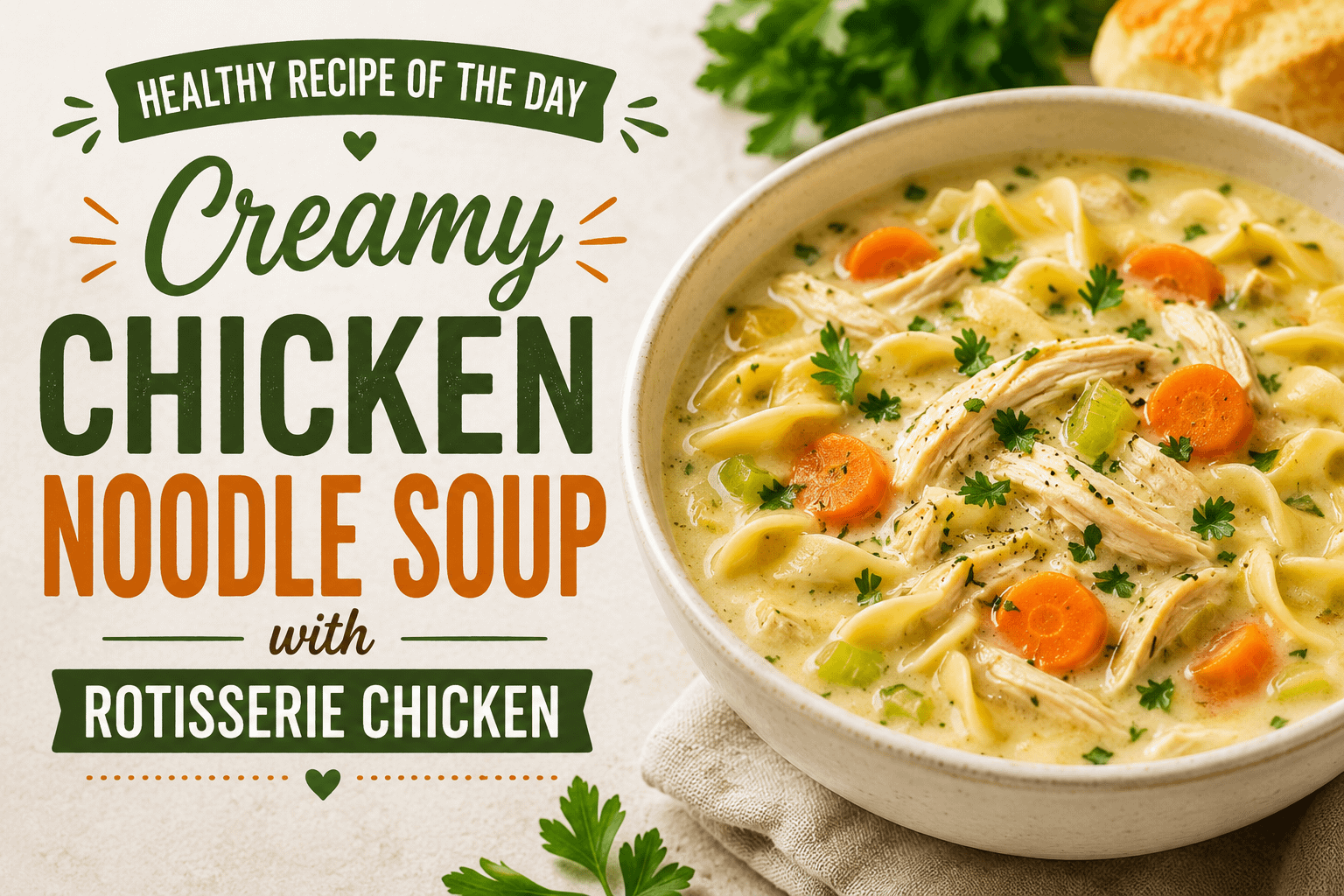 Healthy Recipe of the Day: Creamy Chicken Noodle Soup with Rotisserie Chicken 8 Healthy Recipe of the Day: Creamy Chicken Noodle Soup with Rotisserie Chicken