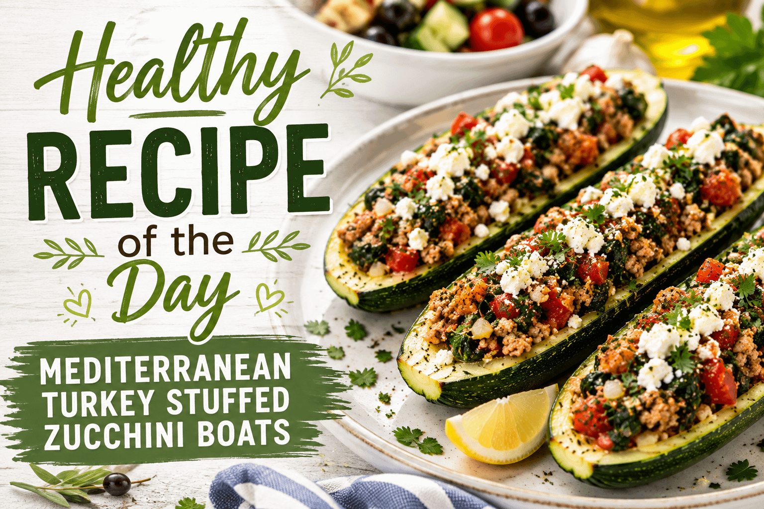 Healthy Recipe of the Day: Mediterranean Turkey Stuffed Zucchini Boats 1 09a84c32 186d 443e 88f9 ad950f6e950b