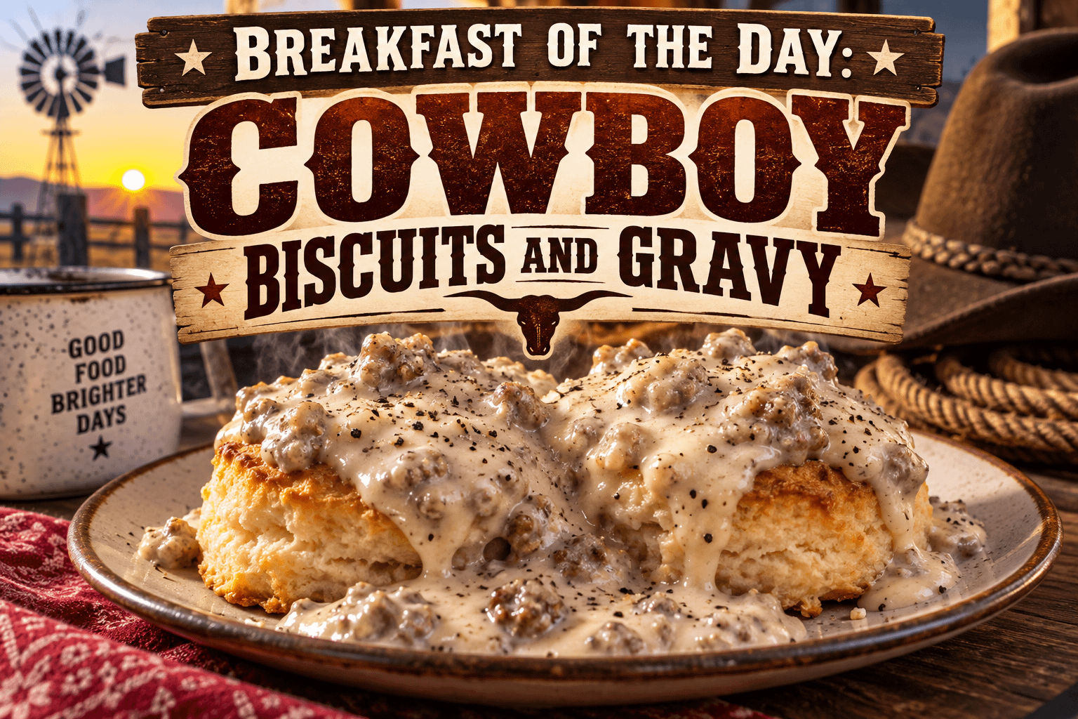 Breakfast of the Day: Cowboy Biscuits and Gravy 2 Breakfast of the Day: Cowboy Biscuits and Gravy