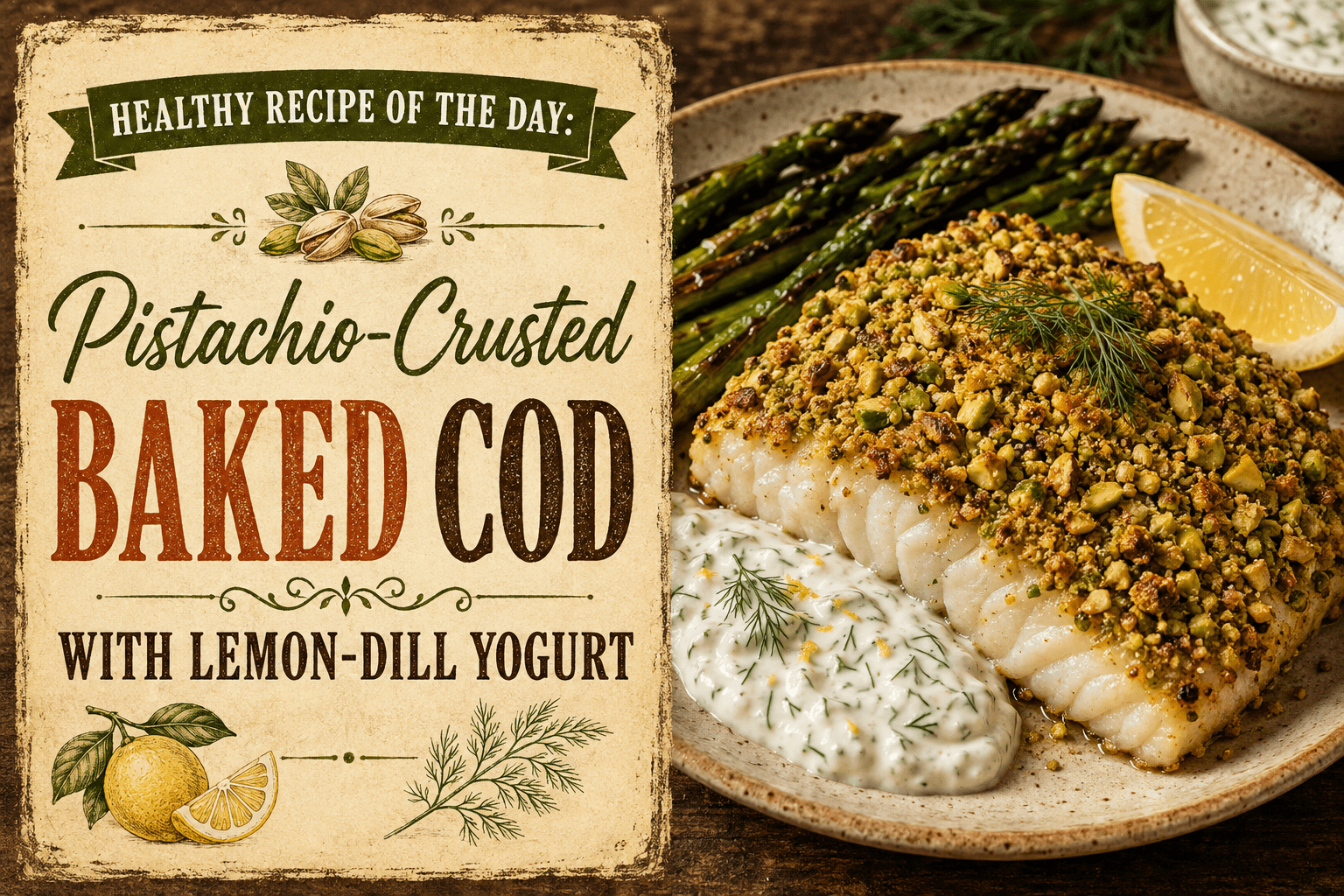 Healthy Recipe of the Day: Pistachio-Crusted Baked Cod with Lemon-Dill Yogurt 8 Healthy Recipe of the Day: Pistachio-Crusted Baked Cod with Lemon-Dill Yogurt