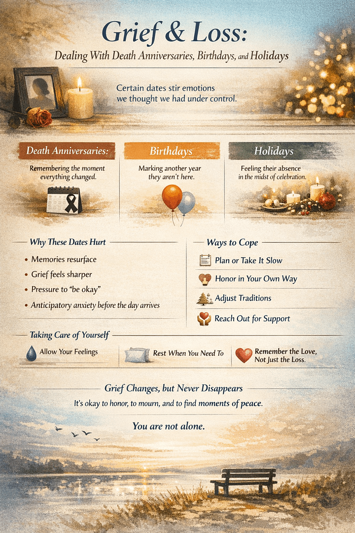Grief & Loss: Dealing With Death Anniversaries, Birthdays, and Holidays 6 Grief & Loss: Dealing With Death Anniversaries, Birthdays, and Holidays