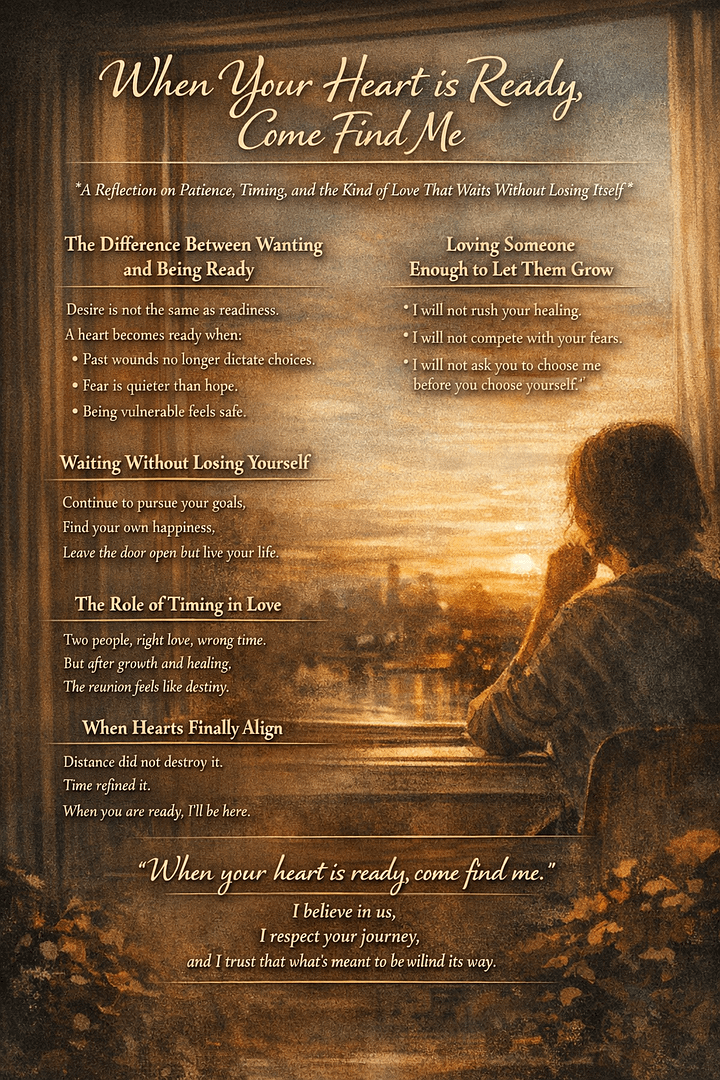 When Your Heart Is Ready, Come Find Me - A Reflection on Patience, Timing, and the Kind of Love That Waits Without Losing Itself 1 0e6f4f21 4ab1 4c49 852b e054c7c762b7