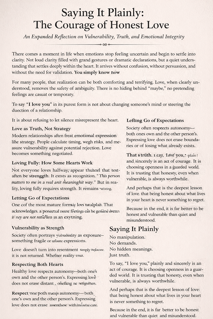 Saying It Plainly: The Courage of Honest Love 9 Saying It Plainly: The Courage of Honest Love
