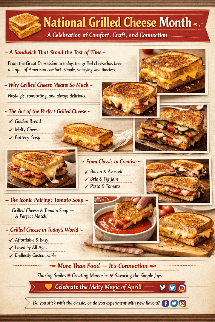 🧀 National Grilled Cheese Month: A Celebration of Comfort, Simplicity, and Golden Perfection