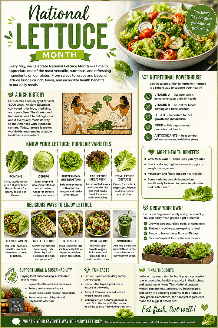 🥬 National Lettuce Month: Celebrating the Crisp, Green Foundation of Fresh Eating 1 2d42e93a 131e 4258 8a84 41d11f035f59