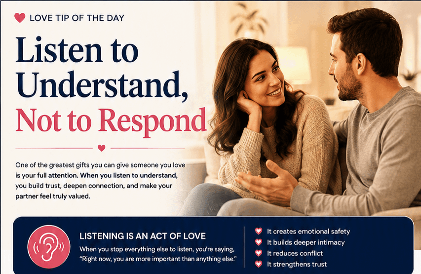 Love Tip of the Day: Listen to Understand, Not to Respond 9 Love Tip of the Day: Listen to Understand, Not to Respond