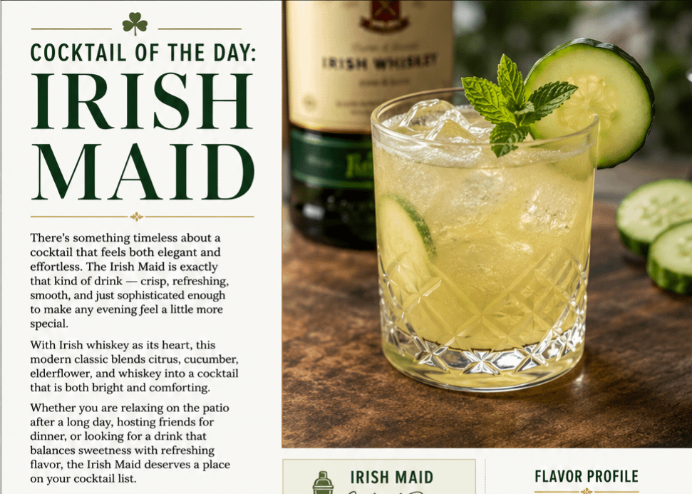 Cocktail of the Day: Irish Maid 1 fb1710ff 246f 45fc a8cc e3ab5ad88699